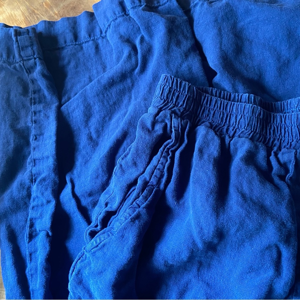 River + Sky Blue Linen Pants with Elastic Waistband